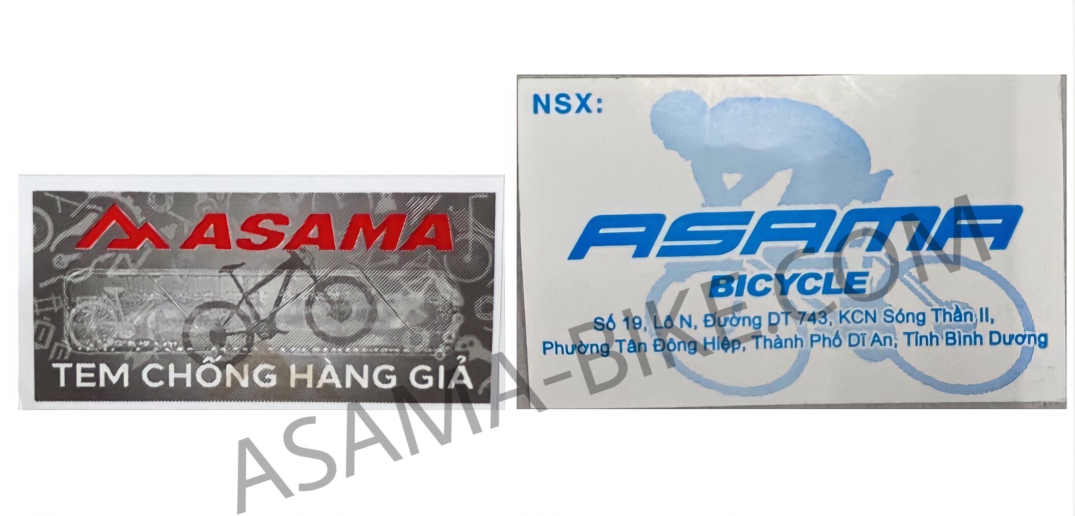 Tem chống hàng giả của Bộ Công an và tem thông tin sản phẩm của Công ty ASAMA Yuh Jiun Int'l Việt Nam